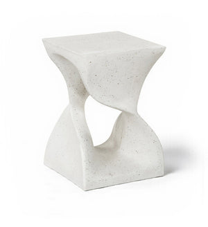 Meridian Furniture Jula Sculptural Concrete End Table Art Deco Twisted Form for Indoor Outdoor Living Spaces Terrazzo 626Trzo-ET