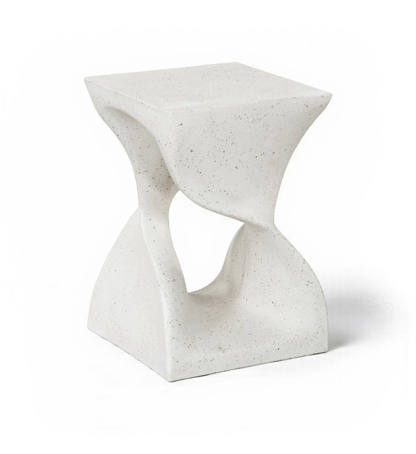 Meridian Furniture Jula Sculptural Concrete End Table Art Deco Twisted Form for Indoor Outdoor Living Spaces Terrazzo 626Trzo-ET