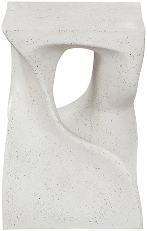 Meridian Furniture Jula Sculptural Concrete End Table Art Deco Twisted Form for Indoor Outdoor Living Spaces Terrazzo 626Trzo-ET