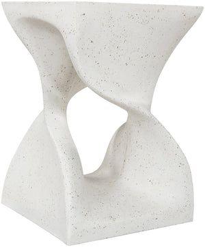 Meridian Furniture Jula Sculptural Concrete End Table Art Deco Twisted Form for Indoor Outdoor Living Spaces Terrazzo 626Trzo-ET