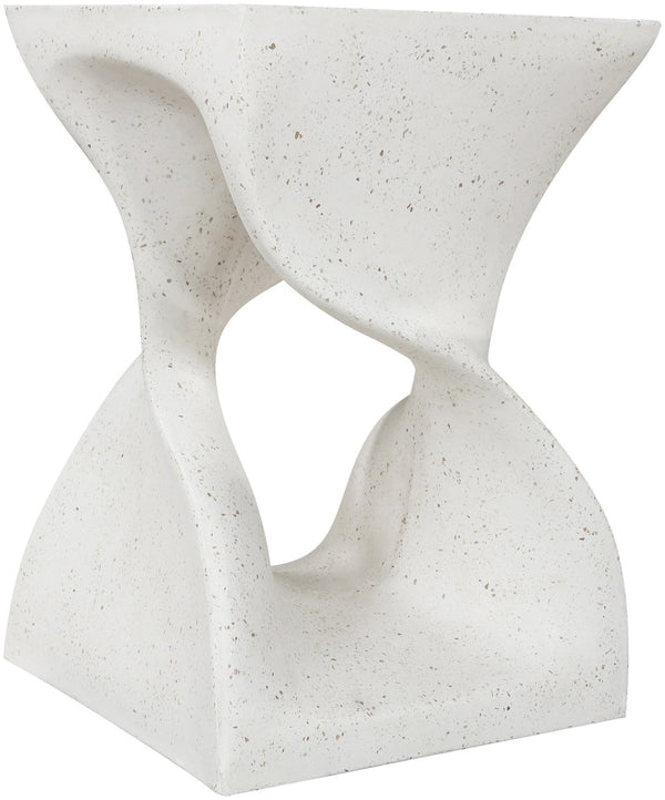 Meridian Furniture Jula Sculptural Concrete End Table Art Deco Twisted Form for Indoor Outdoor Living Spaces Terrazzo 626Trzo-ET