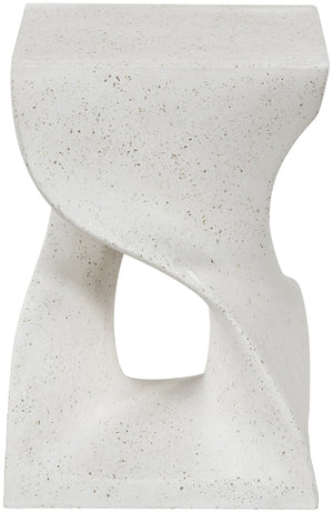 Meridian Furniture Jula Sculptural Concrete End Table Art Deco Twisted Form for Indoor Outdoor Living Spaces Terrazzo 626Trzo-ET