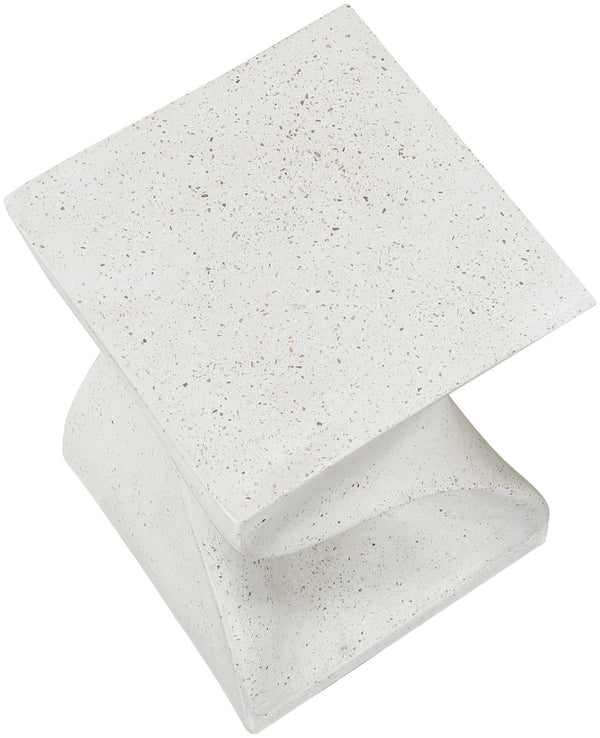 Meridian Furniture Jula Sculptural Concrete End Table Art Deco Twisted Form for Indoor Outdoor Living Spaces Terrazzo 626Trzo-ET