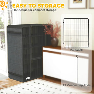 English Elm Dog Playpen 24 Modular Steel Panels with Three Doors for Indoor and Outdoor Pet Use T3971S00243