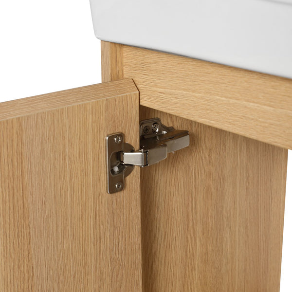 English Elm 20" Wall-Mounted Bathroom Vanity With Ceramic Sink - Stylish Oak Finish, Compact Storage Solution W1972P196394