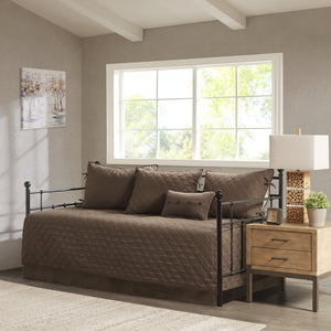 English Elm 6 Piece Reversible Daybed Cover Set Boone - Faux Suede Diamond Quilted Twin, 6-Pc Cabin Charm Ensemble B03597569