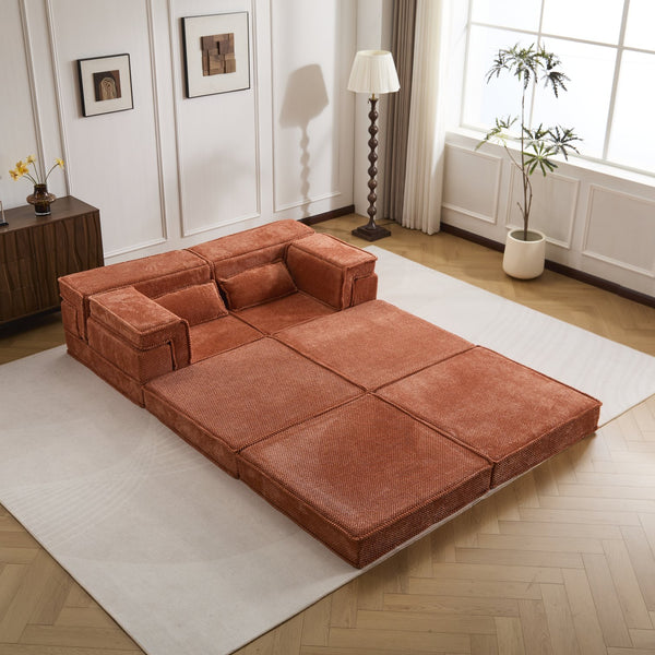 English Elm Compression Modular Sofa Bed - Cozy Convertible 2-Seater With Ottoman, No Assembly, Memory Foam Comfort W3723S00026