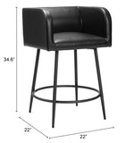 Horbat Counter Stool - Set of 2 Black 110062 Zuo Modern