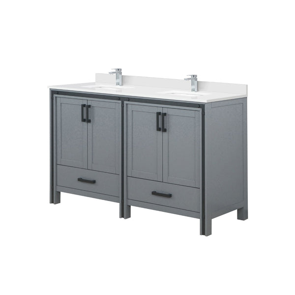 English Elm Dark Grey Double Bath Vanity With Cultured Marble Top & Chrome Faucet - Stylish Storage Solution! P1 B2731P260624-GIGA