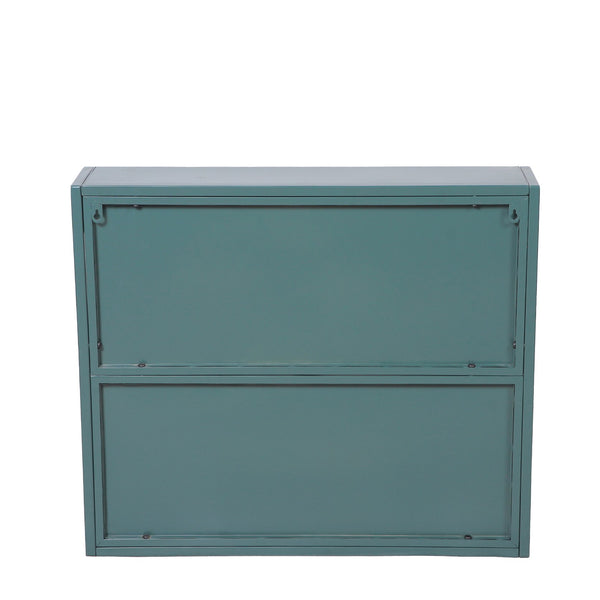 English Elm Army Green Wall-Mounted Metal Storage Cabinet With Elegant Glass Doors For Any Room Décor W3122P272930
