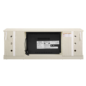 English Elm 70" Modern TV Stand with 23" Electric Fireplace, Faux Stone Mantel, Ample Storage & Cable Management White W2275S00022