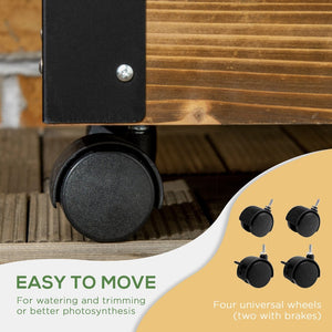 English Elm Outsunny Raised Garden Bed With Trellis & Wheels, 58" Wooden Planter For Climbing Plants & Flowers W2225P200546-GIGA