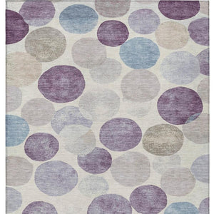 HomeRoots 5' Modern Geometric Area Rug in Plum, Beige, and Denim Blue for Indoor & Outdoor Spaces, Washable 5' X 8' 627039