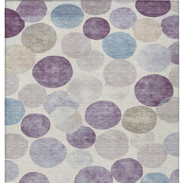 HomeRoots 5' Modern Geometric Area Rug in Plum, Beige, and Denim Blue for Indoor & Outdoor Spaces, Washable 5' X 8' 627039