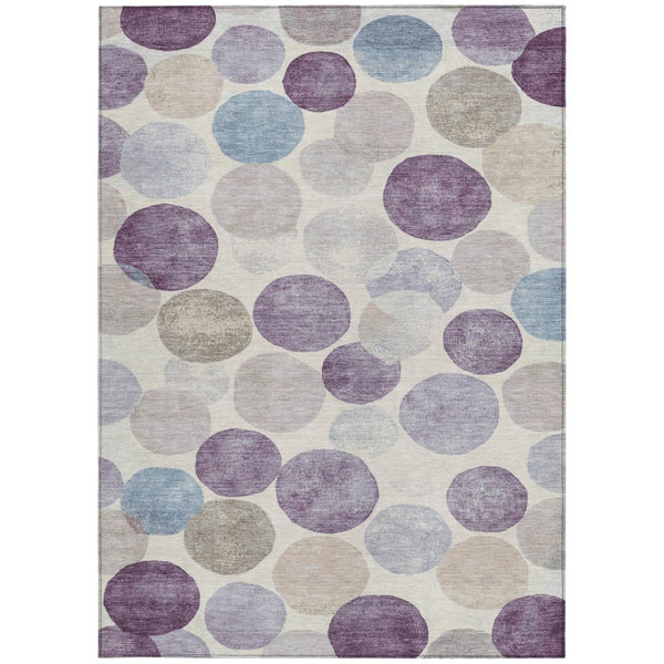 HomeRoots 5' Modern Geometric Area Rug in Plum, Beige, and Denim Blue for Indoor & Outdoor Spaces, Washable 8' X 10' 627041