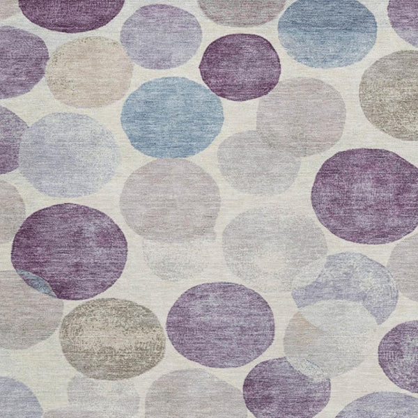 HomeRoots 5' Modern Geometric Area Rug in Plum, Beige, and Denim Blue for Indoor & Outdoor Spaces, Washable 8' X 10' 627041