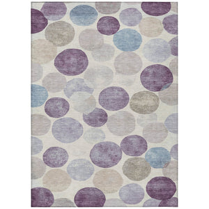 HomeRoots 5' Modern Geometric Area Rug in Plum, Beige, and Denim Blue for Indoor & Outdoor Spaces, Washable 9' X 12' 627042
