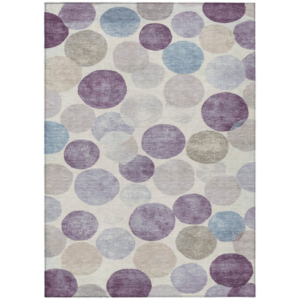 HomeRoots 5' Modern Geometric Area Rug in Plum, Beige, and Denim Blue for Indoor & Outdoor Spaces, Washable 9' X 12' 627042