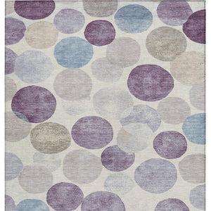 HomeRoots 5' Modern Geometric Area Rug in Plum, Beige, and Denim Blue for Indoor & Outdoor Spaces, Washable 9' X 12' 627042