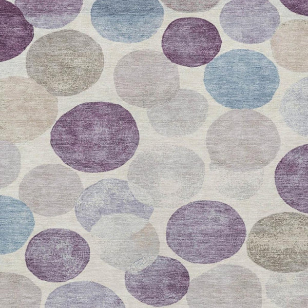 HomeRoots 5' Modern Geometric Area Rug in Plum, Beige, and Denim Blue for Indoor & Outdoor Spaces, Washable 10' X 14' 627043