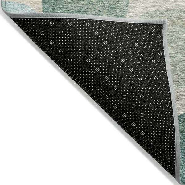 HomeRoots 5' Durable Indoor Outdoor Area Rug in Teal Blue Green and Ivory Geometric Design for Easy Care 5' X 8' 627045