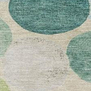 HomeRoots 5' Durable Indoor Outdoor Area Rug in Teal Blue Green and Ivory Geometric Design for Easy Care 5' X 8' 627045