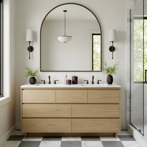 Butler Halmstad Rectangular Wood Single Sink Vanity Set with 6 Drawers and Elegant Quartz Top