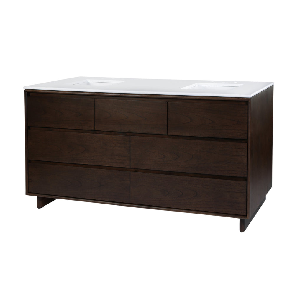 Butler Halmstad Rectangular Wood Single Sink Vanity Set with 6 Drawers and Elegant Quartz Top