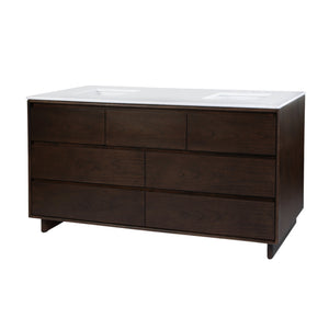 Butler Halmstad Rectangular Wood Single Sink Vanity Set with 6 Drawers and Elegant Quartz Top