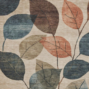 HomeRoots 5' Indoor Outdoor Area Rug with Timeless Floral Design in Beige, Copper, and Denim Blue Tones 8' X 10' 627077