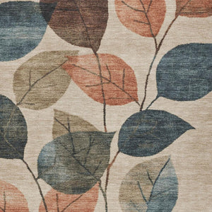 HomeRoots 5' Indoor Outdoor Area Rug with Timeless Floral Design in Beige, Copper, and Denim Blue Tones 10' X 14' 627079