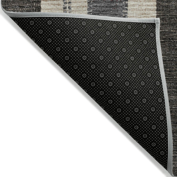 HomeRoots 5' Classic Black and Ivory Striped Washable Indoor-Outdoor Area Rug for Stylish, Durable Living Spaces 8' Round 627082