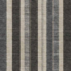 HomeRoots 5' Classic Black and Ivory Striped Washable Indoor-Outdoor Area Rug for Stylish, Durable Living Spaces 9' X 12' 627084