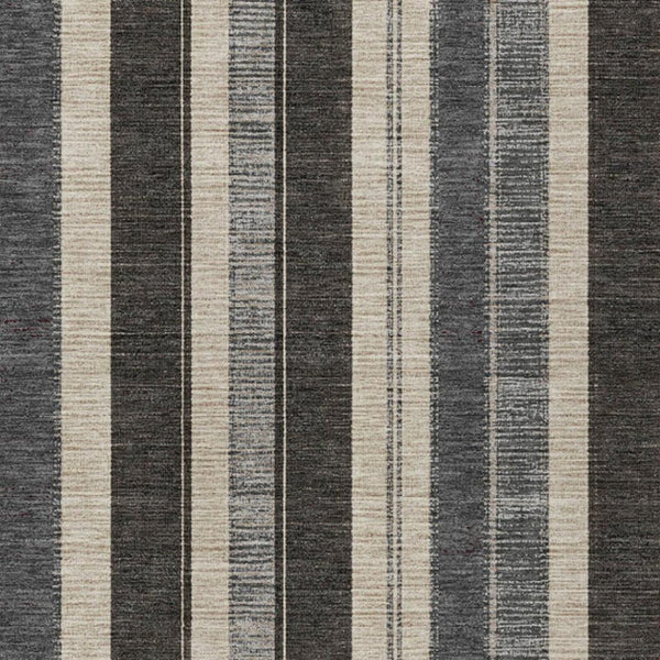 HomeRoots 5' Classic Black and Ivory Striped Washable Indoor-Outdoor Area Rug for Stylish, Durable Living Spaces 9' X 12' 627084
