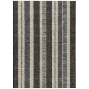 HomeRoots 5' Classic Black and Ivory Striped Washable Indoor-Outdoor Area Rug for Stylish, Durable Living Spaces 10' X 14' 627085