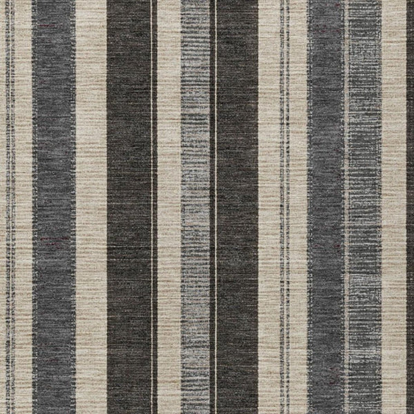 HomeRoots 5' Classic Black and Ivory Striped Washable Indoor-Outdoor Area Rug for Stylish, Durable Living Spaces 10' X 14' 627085