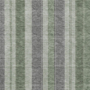 HomeRoots 5' Durable Green and Gray Striped Washable Area Rug for Indoor and Outdoor High-Traffic Spaces 8' X 10' 627095