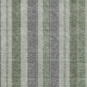 HomeRoots 5' Durable Green and Gray Striped Washable Area Rug for Indoor and Outdoor High-Traffic Spaces 10' X 14' 627097