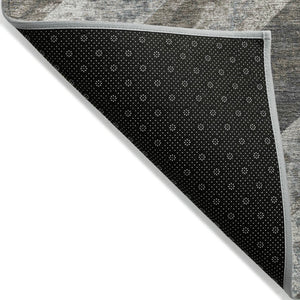 HomeRoots 5' Modern Brown and Gray Geometric Area Rug - Durable, Washable, Indoor/Outdoor Versatile Design 8' Round 627106