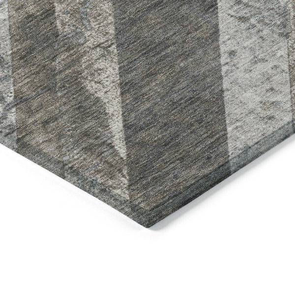 HomeRoots 5' Modern Brown and Gray Geometric Area Rug - Durable, Washable, Indoor/Outdoor Versatile Design 10' X 14' 627109