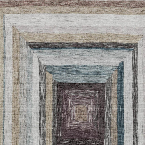 HomeRoots 5' Modern Geometric Beige Charcoal Ivory Washable Rug - Durable Indoor Outdoor Style & Easy Care 8' X 10' 627137
