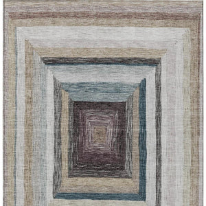 HomeRoots 5' Modern Geometric Beige Charcoal Ivory Washable Rug - Durable Indoor Outdoor Style & Easy Care 8' X 10' 627137