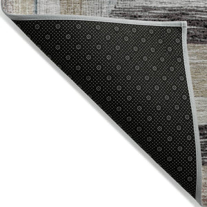 HomeRoots 5' Modern Geometric Beige Charcoal Ivory Washable Rug - Durable Indoor Outdoor Style & Easy Care 8' X 10' 627137