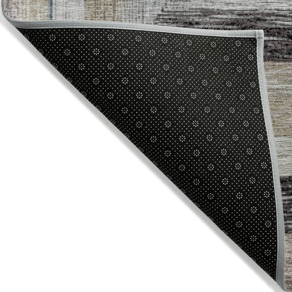 HomeRoots 5' Modern Geometric Beige Charcoal Ivory Washable Rug - Durable Indoor Outdoor Style & Easy Care 8' X 10' 627137