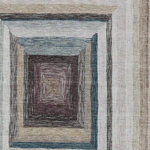 HomeRoots 5' Modern Geometric Beige Charcoal Ivory Washable Rug - Durable Indoor Outdoor Style & Easy Care 9' X 12' 627138