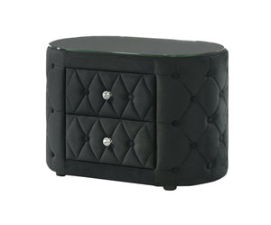 English Elm Luxurious King Size Bed Set With Tufted Black Velvet, Tv Lift, Electric Fireplace & Nightstands B2741S00121