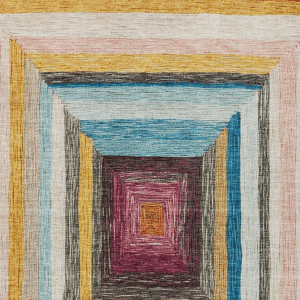HomeRoots 5' Bold Amber Pink and Teal Blue Geometric Washable Area Rug for Stylish Indoor and Outdoor Spaces 8' X 10' 627155