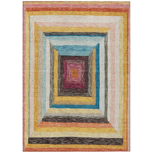 HomeRoots 5' Bold Amber Pink and Teal Blue Geometric Washable Area Rug for Stylish Indoor and Outdoor Spaces 8' X 10' 627155