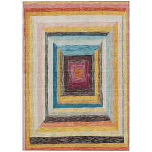 HomeRoots 5' Bold Amber Pink and Teal Blue Geometric Washable Area Rug for Stylish Indoor and Outdoor Spaces 10' X 14' 627157