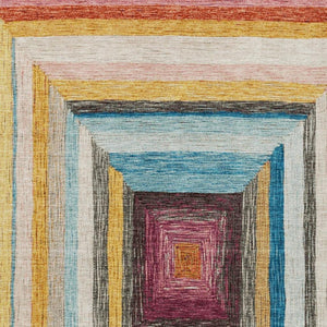 HomeRoots 5' Bold Amber Pink and Teal Blue Geometric Washable Area Rug for Stylish Indoor and Outdoor Spaces 10' X 14' 627157
